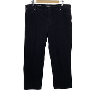 Talbots Womens 18 Corduroy Pants Black Straight Leg Flawless Five Pocket (40x25)